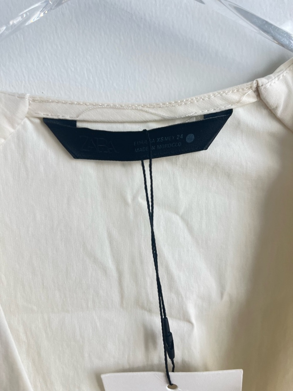 Zara Poplin Cotton Blend Midi Dress Cream Belted Minimalist Cottagecore, XS NWT - Picture 6 of 7